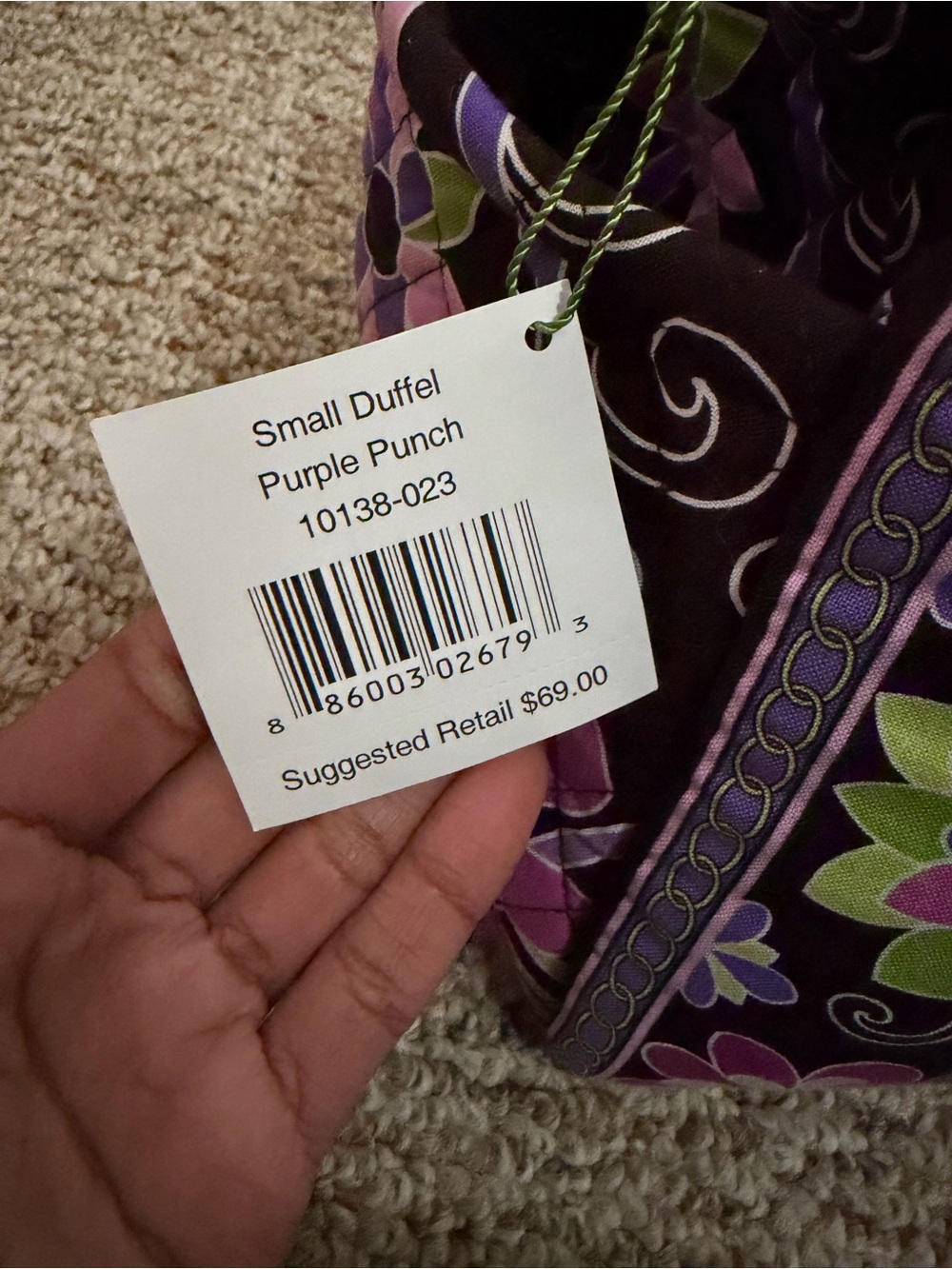 Vera Bradley Purple Punch small duffle